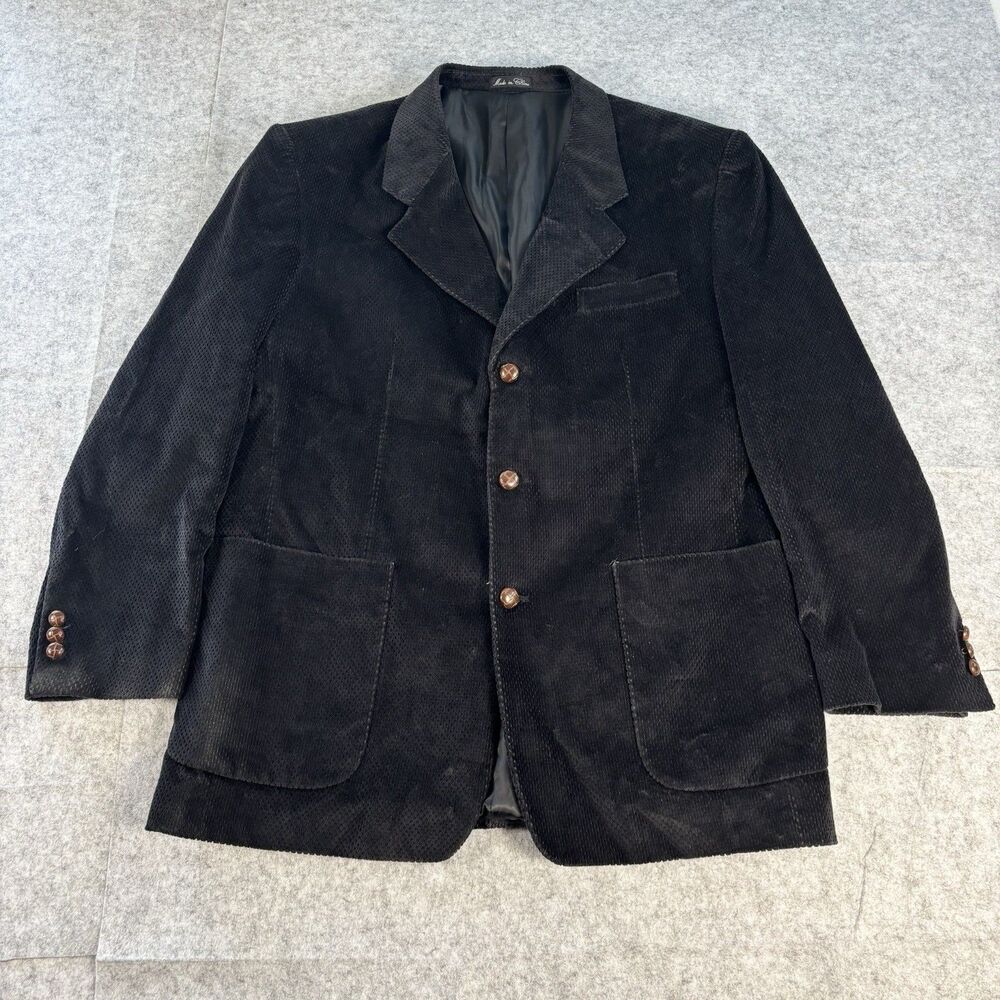 Zagato Signature Collection Black Corduroy 3 Button Sport Coat Blazer Mens 42R